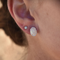 Culturesse Lue Dainty Opal Stud Earrings (Silver) images 6