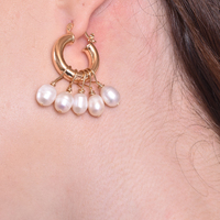 Culturesse Liesl Freshwater Pearl Hoop Earrings images 6