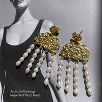 Culturesse Jacinthe 24K Sculpture Pearl Drop Earrings (Imperfect No.2) images 6