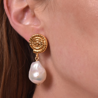 Culturesse Aurelia 24K Baroque Pearl Drop Earrings (Imperfect No.4) images 6