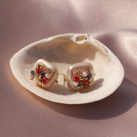 Culturesse Nicolette Pearl Art Stud Earrings images 6