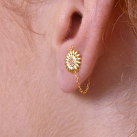 Culturesse Marlowe Gold Filled Flower Chain Earrings images 6