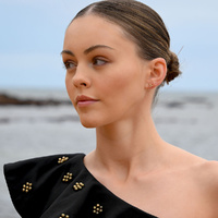 Culturesse Taurus Artisan Zirconia Pavé Stud Earrings (Gold) images 6