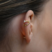 Culturesse Bente Artisan Diamante Cuff Earring (Gold) images 6
