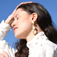 Culturesse Lilou Luxury 24K Artisan Pearl Drop Earrings (my ears are pierced) images 6