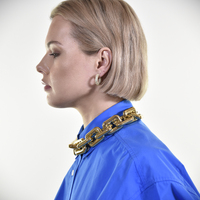 Culturesse Adella Chunky Gold Link Chain Necklace  images 6