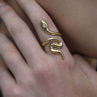 Culturesse Blythia Sculptural Serpent Open Ring (Gold) images 6