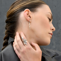 Culturesse Blythia Sculptural Serpent Open Ring (Silver) images 6