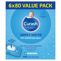 Curash Simply Water Baby Wipes 6 x 80 Pack images 7