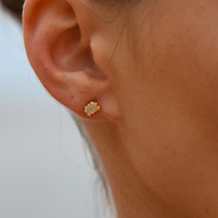 Culturesse Aquarius Artisan Zirconia Pavé Stud Earrings (Gold) images 7