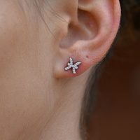 Culturesse Pisces Artisan Zirconia Pavé Stud Earrings (Silver) images 7