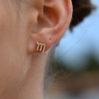 Culturesse Scorpio Artisan Zirconia Pavé Stud Earrings (Gold) images 7