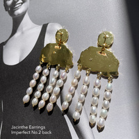 Culturesse Jacinthe 24K Sculpture Pearl Drop Earrings (Imperfect No.2) images 7