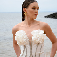 Culturesse Jolean Sculptured Flower Statement Earrings (Gold) images 7