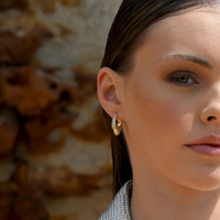 Culturesse Marlowe Artisan Shard-Edge Diamante Huggie Earrings (Gold) images 7