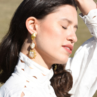 Culturesse Lilou Luxury 24K Artisan Pearl Drop Earrings (my ears are pierced) images 7