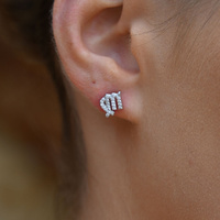 Culturesse Virgo Artisan Zirconia Pavé Stud Earrings (Silver) images 7