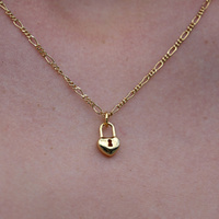 Culturesse Essie Fine Heart Padlock Pendant Necklace (Gold) images 7