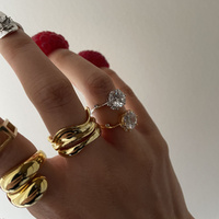 Culturesse Phaedra Austrian Fine Zircon Open Ring (Gold Vermeil) images 7