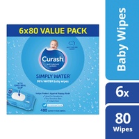 Curash Simply Water Baby Wipes 6 x 80 Pack images 8