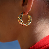 Culturesse Dejouer 24K Sculptured Twin Hoop Earrings images 8