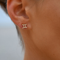 Culturesse Gemini Artisan Zirconia Pavé Stud Earrings (Gold) images 8