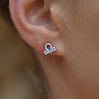 Culturesse Libra Artisan Zirconia Pavé Stud Earrings (Silver) images 8