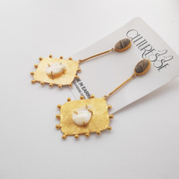 Culturesse Florence Luxury 24K Gold Dangle Earrings Clear Quartz (my ears are pierced) images 8
