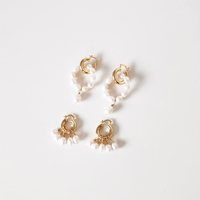 Culturesse Liesl Freshwater Pearl Hoop Earrings images 8