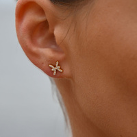 Culturesse Pisces Artisan Zirconia Pavé Stud Earrings (Gold) images 8