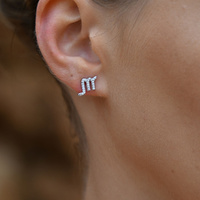 Culturesse Scorpio Artisan Zirconia Pavé Stud Earrings (Silver) images 8