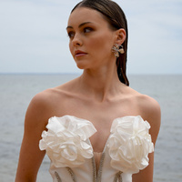 Culturesse Jolean Sculptured Flower Statement Earrings (Silver) images 8