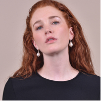 Culturesse Alyx Silver Hoop Baroque Pearl Earrings images 8