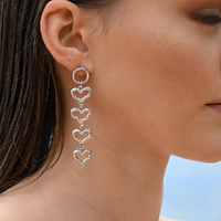 Culturesse Haven Artisan Sculptured Heart String Earrings (Silver) images 8