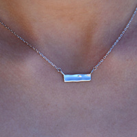 Culturesse Alva Minimal Muse Bar Pendant Necklace (Silver) images 8