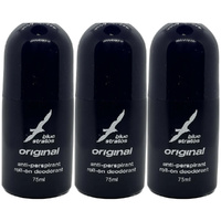 Blue Stratos Roll On Deodorant 75ml 3 Pack Set Anti Perspirant for Men