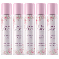 Lulu Grace Private Collection Rose Body Spray 75ml Pack of 5 Long Lasting