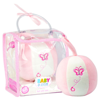 Baby & Me Soft Ball with Rattle Newborn Baby Gift Bag Set 0+ Months Pink