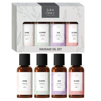 Lulu Grace Massage Oil Value Pack Geranium, Peppermint, Vanilla, Lavender 4 x 100 ml