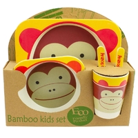 Baby & Me Bamboo Feed Set Eco Friendly Baby Kids Dinnerware Monkey Face
