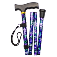 Safe Home Care Adjustable Folding Metal Walking Stick Floral 33-37" Violet