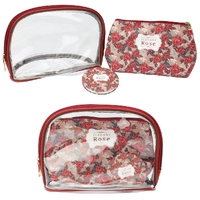Lulu Grace Cosmetic Bag with Round Mirror Elegant Rose