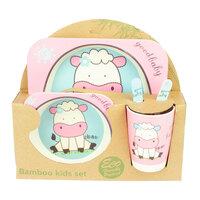 Baby & Me Bamboo Feed Set Eco Friendly Baby Kids Dinnerware Cow