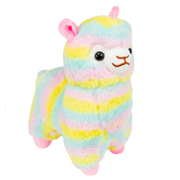 Soft Stuffed Toy Animal Plush Huggable Kid Play Rainbow Alpaca With Yellow