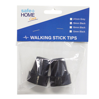 Safe Home Care Walking Stick Tips Rubber Non-Slip End Bottom Black 19mm Pack x 2