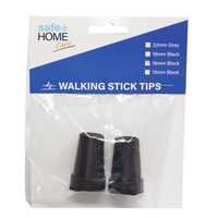 Safe Home Care Walking Stick Tips Rubber Non-Slip End Bottom Black 16mm Pack