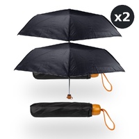 Compact Black Umbrella Travel Friendly Wind Resistant Stylish Design Pack of 2