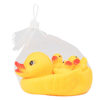 Ducky Set Of 4 Yellow Rubber Children Bath Toys Pretend Play