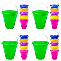 Kids Beach Bucket 23 x 22 x 12cm - Random Colour Supplied Pack of 4