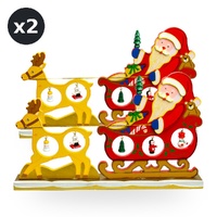 Christmas Holiday Decoration Santa Claus & Sleigh Ornament Home Decor Pack of 2